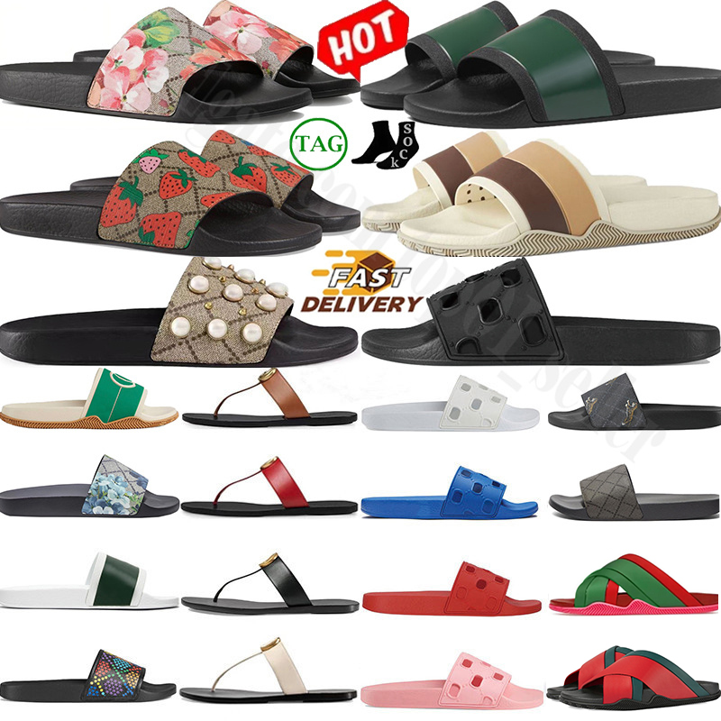 With box Slides Designer Sandals for Womens Mens Flat Slippers Slider flip flop girls Summer Fashion Shoes black white pink red blue Woman men Web Slide Sandal 2026
