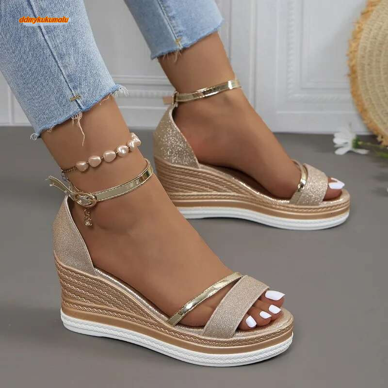2024 New Summer Wedges Fashion Solid Color Shoes for Women High Heels Platform Designer Sandals atos De Mujer ddmykukumalu