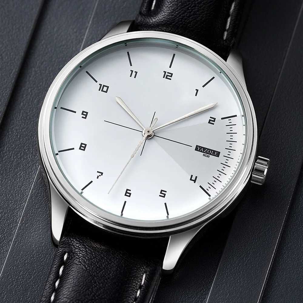 YAZOLE Top Luxury Mens Leather Quartz Watch Mens Leisure Sports Watch Montre Homme Y250407