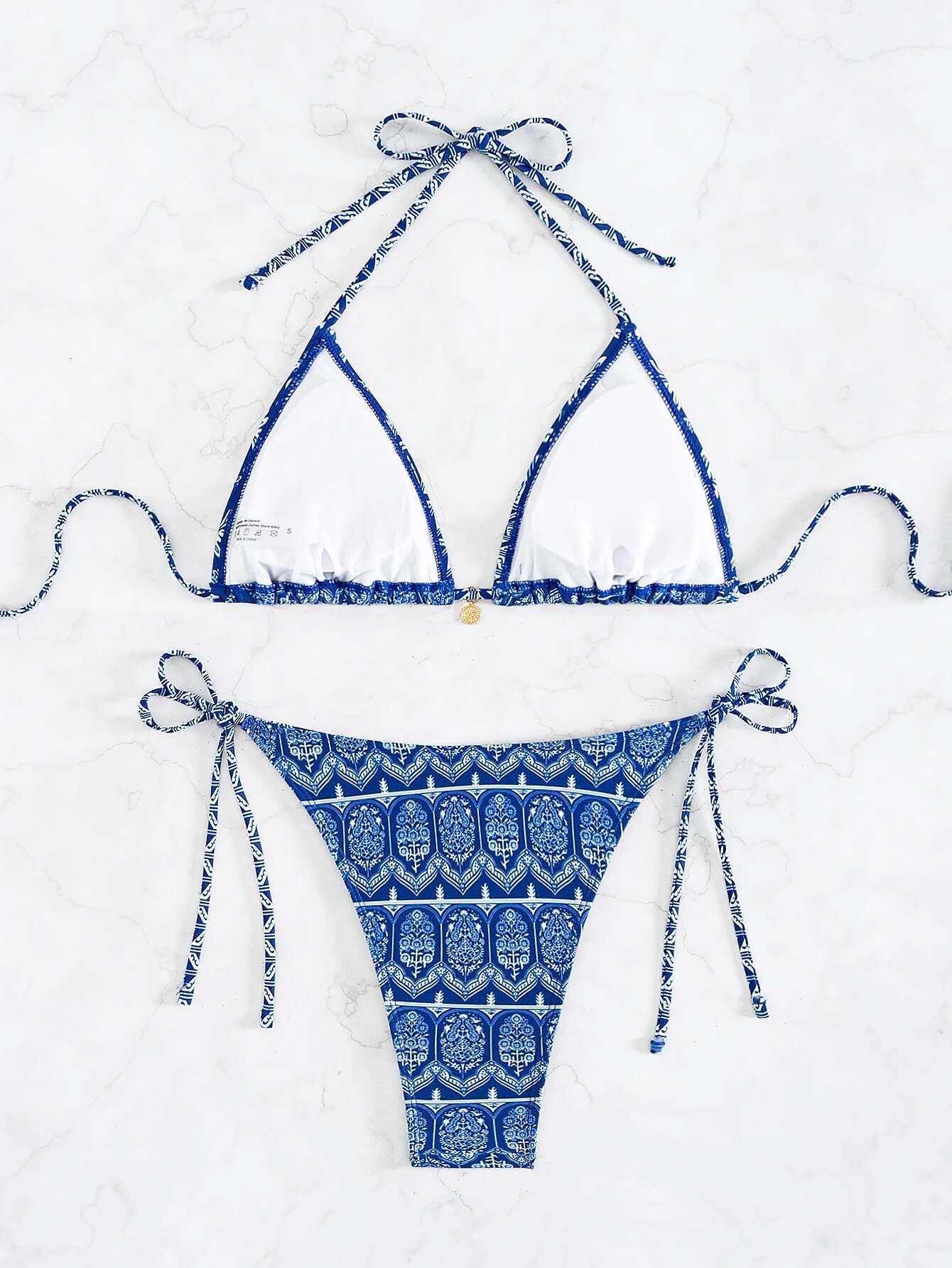 Dongdumaoyi Vintage Floral Print Bikini Women Swimsuit Sexy Bandage Push Up Micro Bikinis Sets Bathing Swimming Suit Thong Swimwear