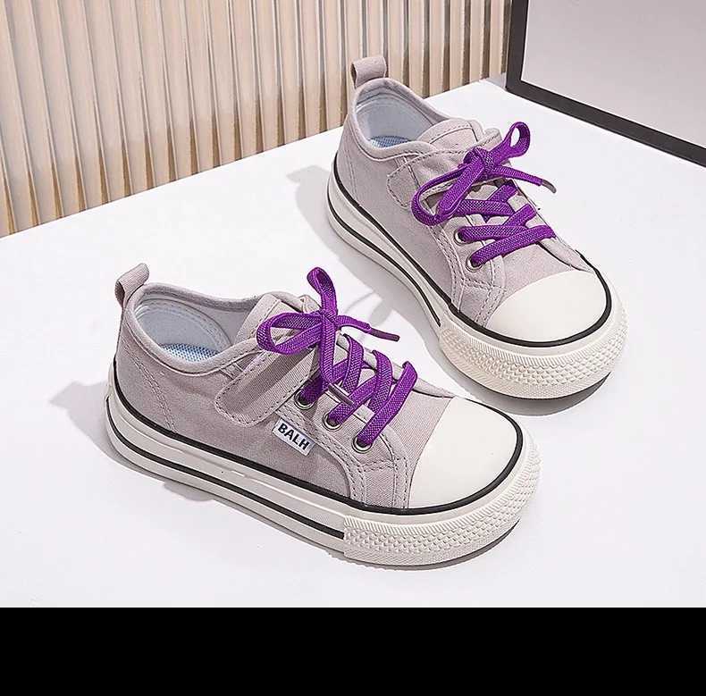 New Boys Shoes Preschool Girls Sports Shoes Childrens Jelly Colored Canvas Shoes Childrens Casual Lace Classic Flat Shoes for Spring and Autumn 2024 W