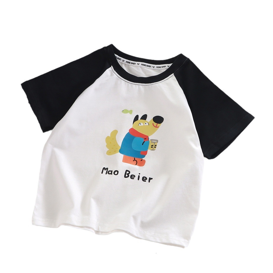 Ddmyshoesvip New Children S Short Sleeved T Shirt Baby Pure Cotton Raglan Sleeves Loose Cartoon Casual Top Summer