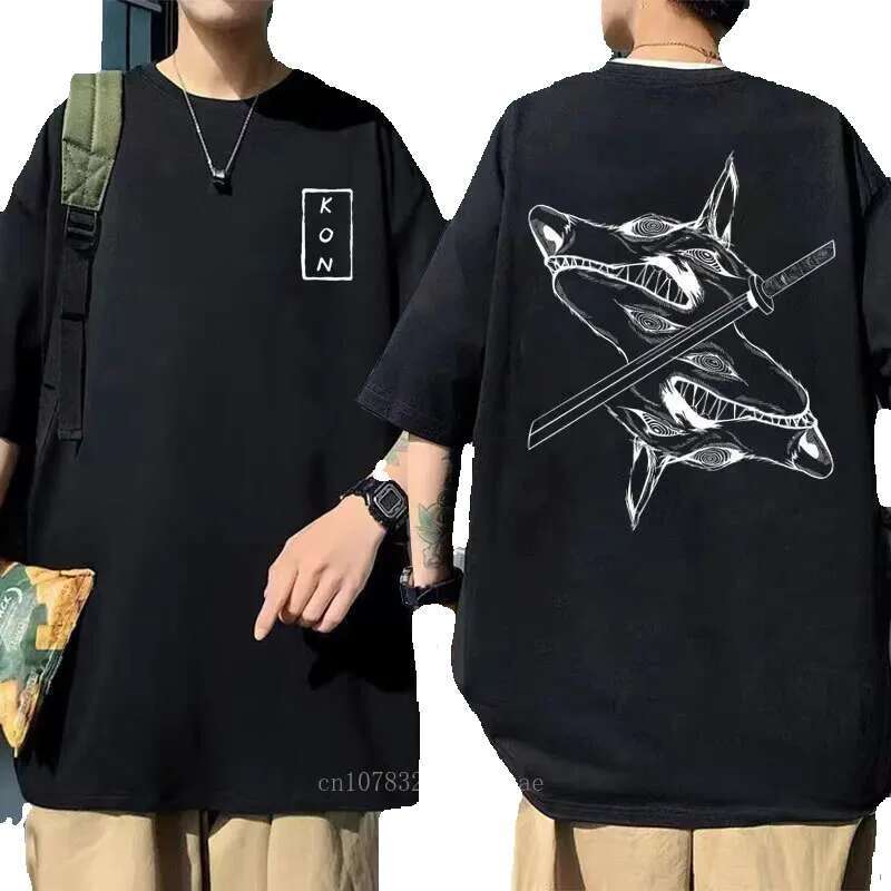 Japanese anime cartoon Kon shirt running loose sports oversized short sleeved cotton summer top men's T-shirt