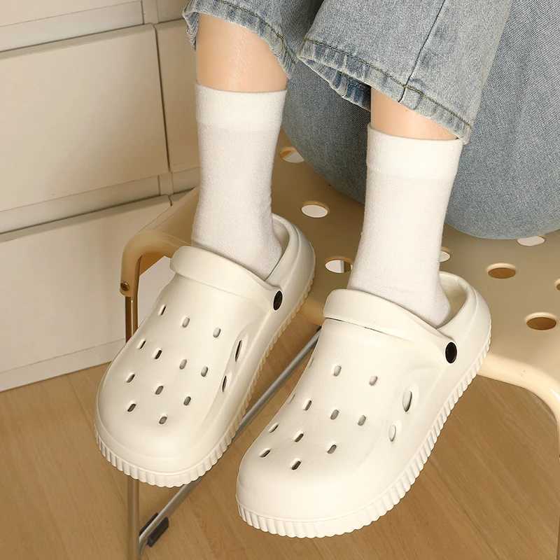 QYCKABY Mens Sandals Womens Garden Shoes Summer Outdoor Sliding Block Black and White Minimalist EVA Rubber Outdoor Beach ShoesXJ250407