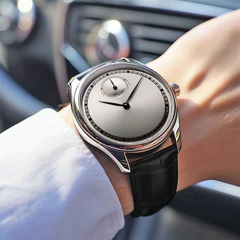 Mens Business Black Leather Waterproof Quartz Watch Simulation Watch Birthday Gift Y250407