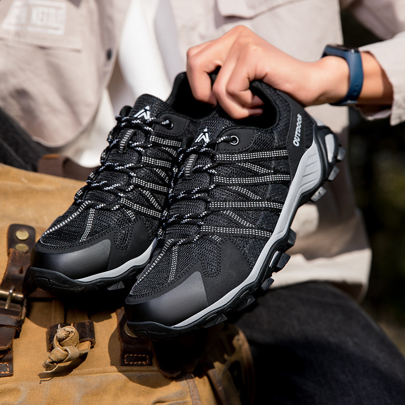 Men Hiking Shoes Outdoor Trail Running Shoes Mesh Breathable Hiking Training Shoes Large Size 39-47 Casual Sports Shoes 240918