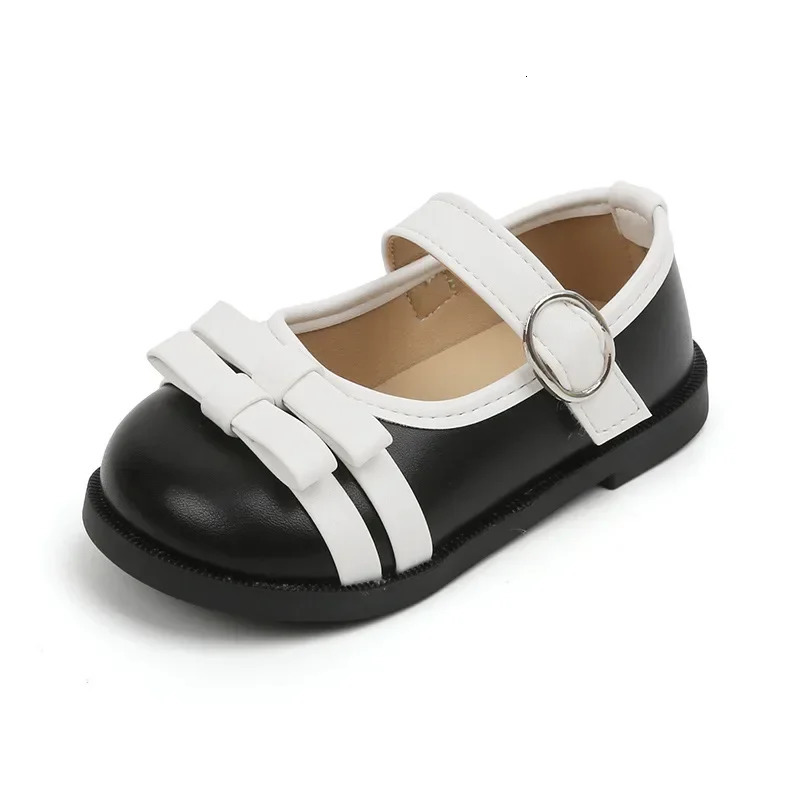 British style womens leather shoes cute double bow tie Lolita shoes childrens wedding beautiful baby girl Mary Jane shoes H07061 250408