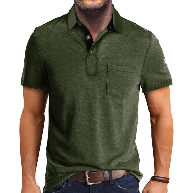 summer European and American short sleeved lapel T-shirt men's shirt top polo wholesale new casual fashion trend clothing