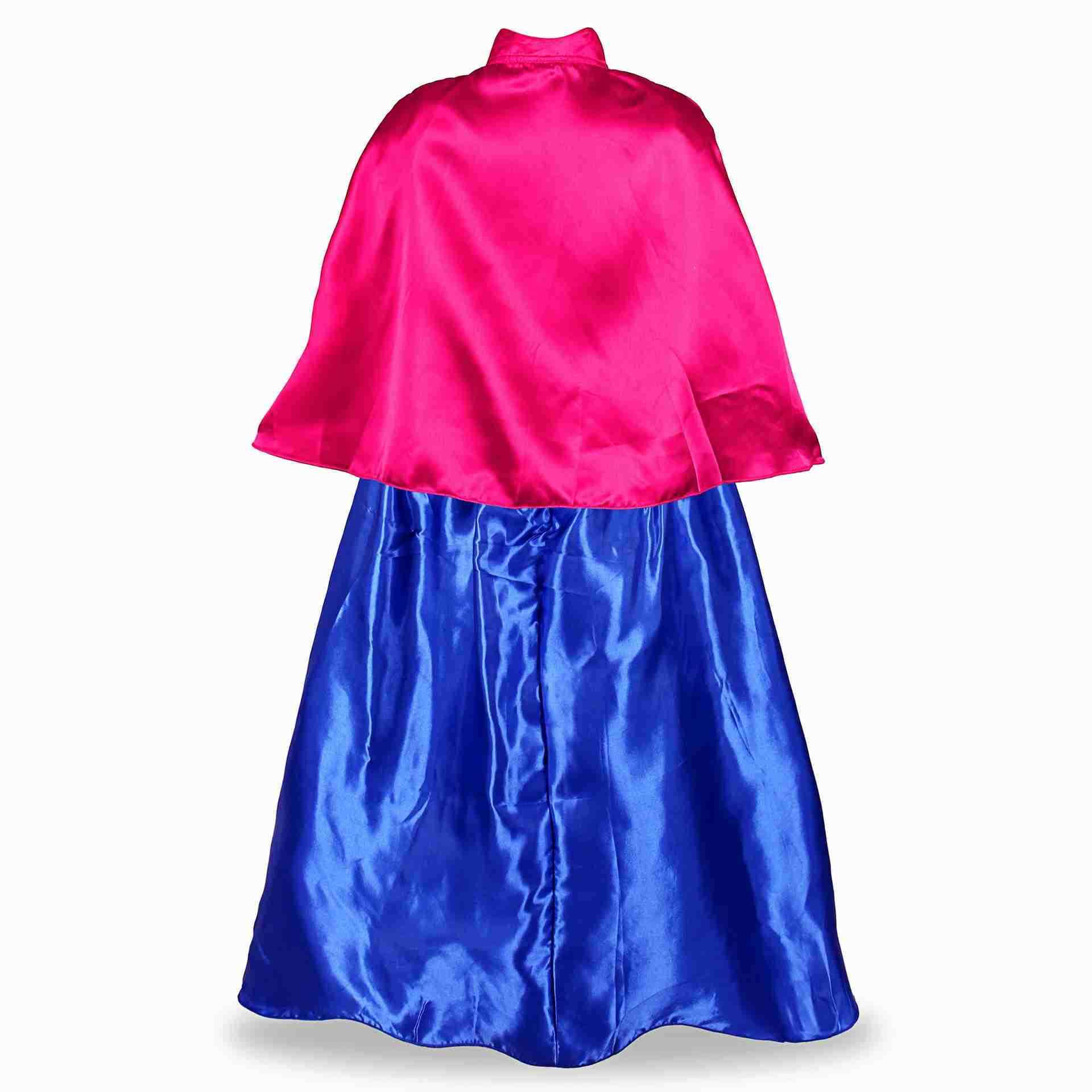 Disney Fuchsia Anna Dress with Cape for Kids Carnival Princess Dress Up Frozen Party Costume Girl Halloween Comic Exhibition Event Anna Dress Up X2504