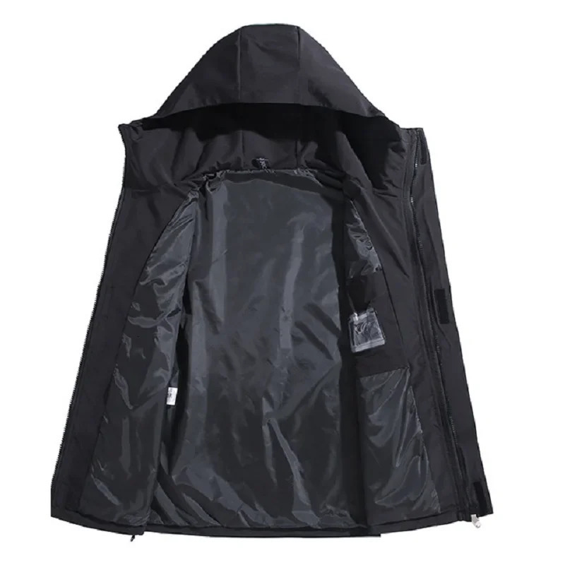 Large size 12XL bomber jacket mens hooded zipper windproof machine fishing waterproof goggles largefat 250407