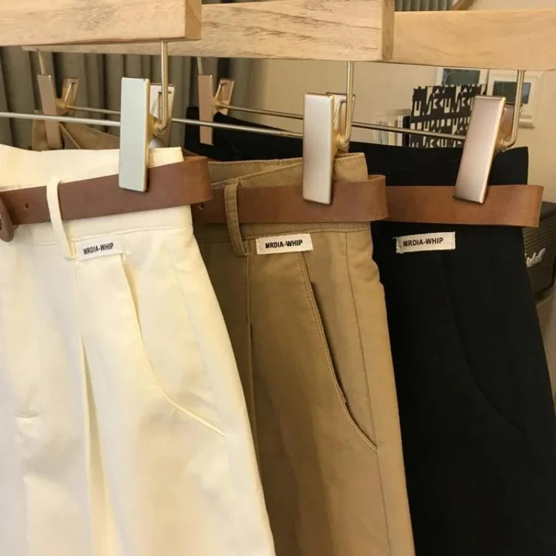 Cotton Wide Leg Shorts for Women Summer A-Line Korean Fashion Womens Shorts Classic Loose Casual Zipper White Shorts 250408