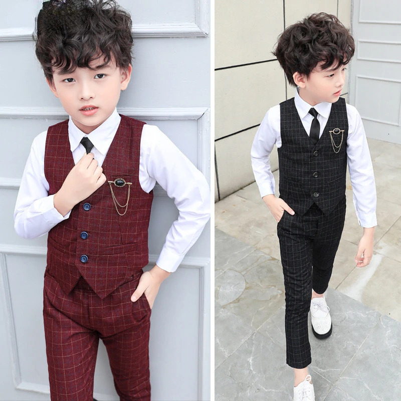Sports jacket boys plain vest wedding dress toddler suit formal dress childrens bra baby pants gentlemans suit 250408