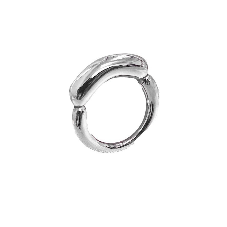 New Creative Thick Thread Smile Ring, Simple Personalized, Small and Unique, Titanium Steel Golden Ferry Color Clash Ring