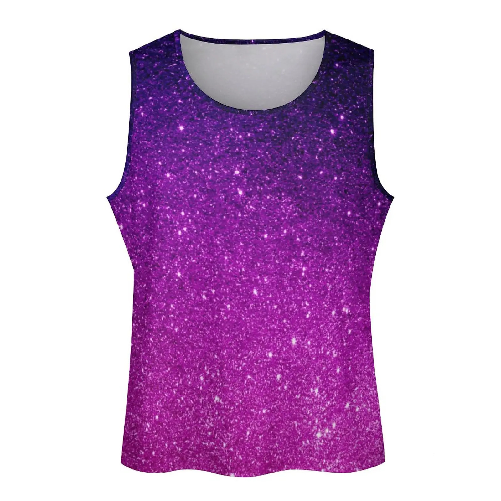 Flash Ombre print beach vest magic purple fitness top mens customized sports shirt sleeveless vest plus size 250402