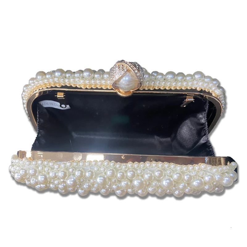 Womens Pearl Clutch Bag Crystal Evening Wedding with Chain Handbag er Party Wallet 250320
