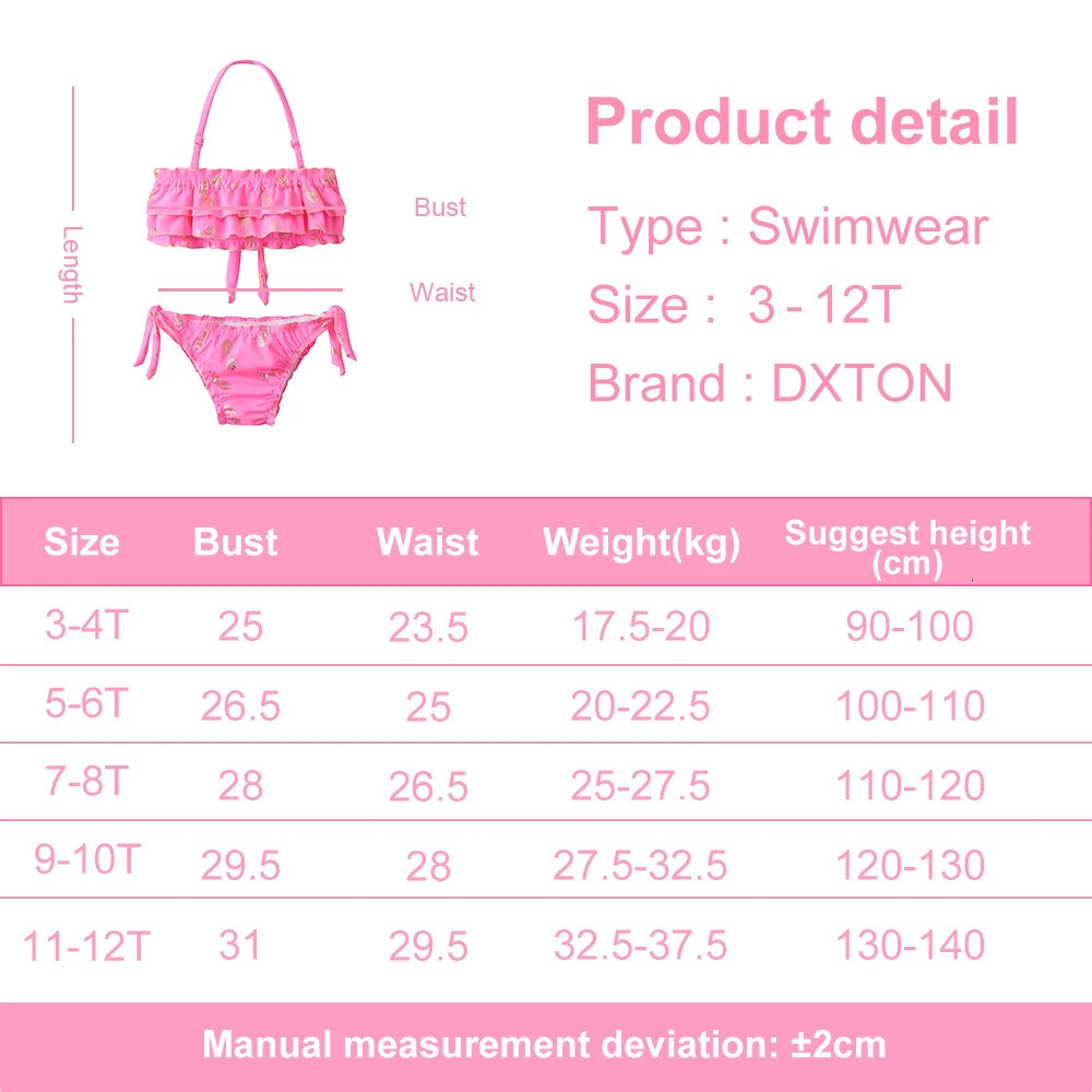 DXTON Girls Swimsuit Kids 2 pcs Suits Toddlers Pineapple Cartoon Bikini Swimwear Children Summer Bathing Suits for 4 6 8 10 Yrs 250407