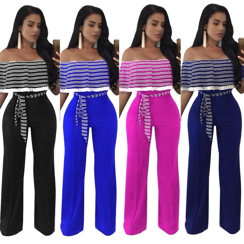 Fashion Women tube Ruffles Jumpsuits Sexy Playsuits plus size Bodysuits Rompers 250407