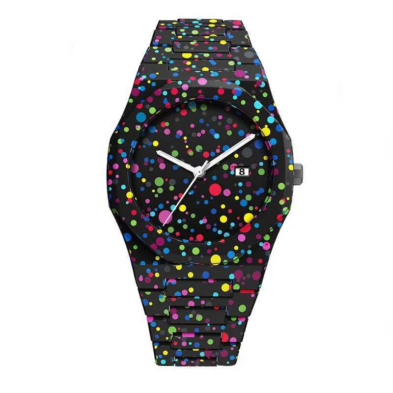 Creative Personality Arabic Numerals Circular Dial Calendar Quartz WatchPC Plastic Strap Sports Mens Watch Customization Y250407