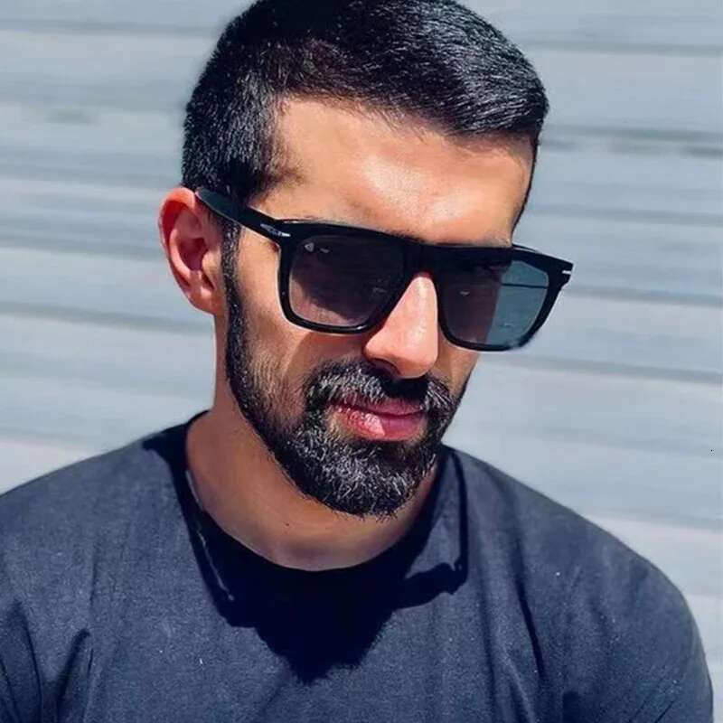 Vintage Square Sunglasses Men Anti-Blue Light Glasses Fashion Gradient Driving Shades Leopard Black Brand Oculos