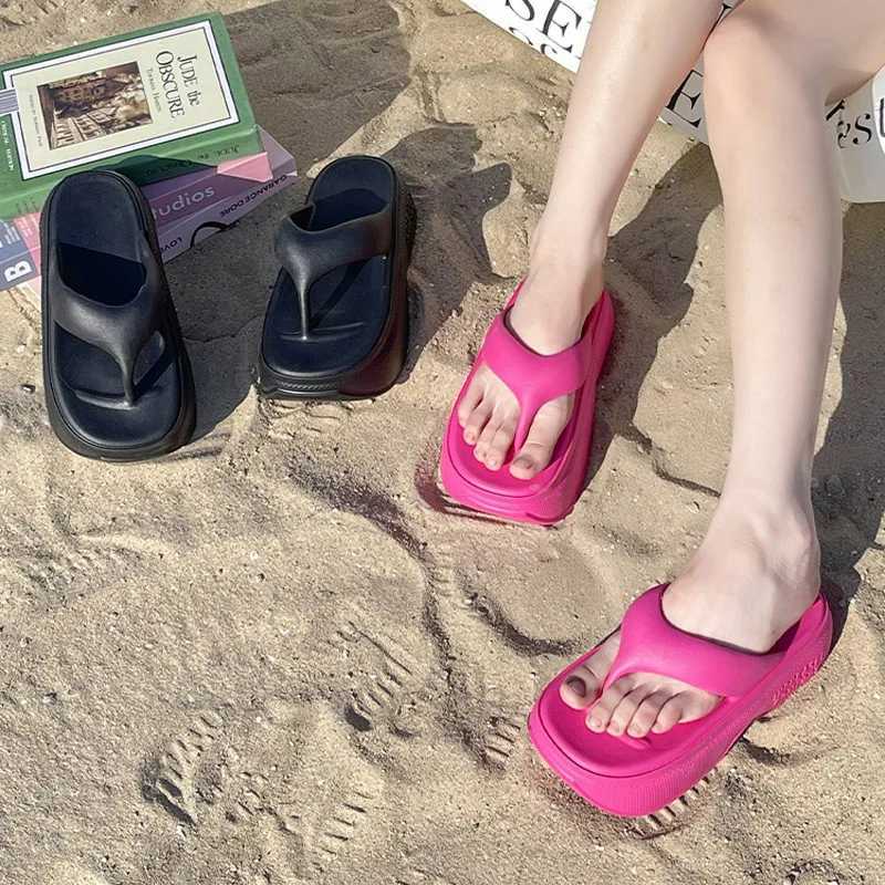 Womens platform sandals womens flip EVA high heels sandals womens Fi beach slides outdoor soft high heels cloud slidesXJ250407