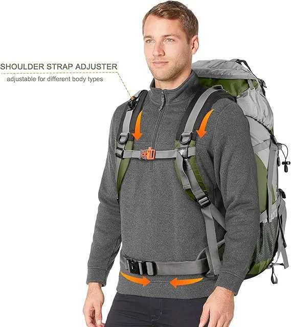 50L Waterproof Hiking Backpack - Lightweight Camping Bag with Rain Cover 45+5 Liter Capacity Ideal for Backpacking and OutdooC250407