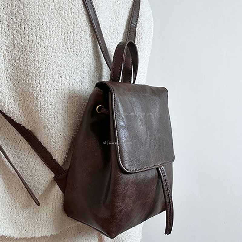 Designer High-end Leather Backpack Women's Compact American Brown Backpack With New Instagram Minimalism And Multifunctional Shoulder Bag Small B