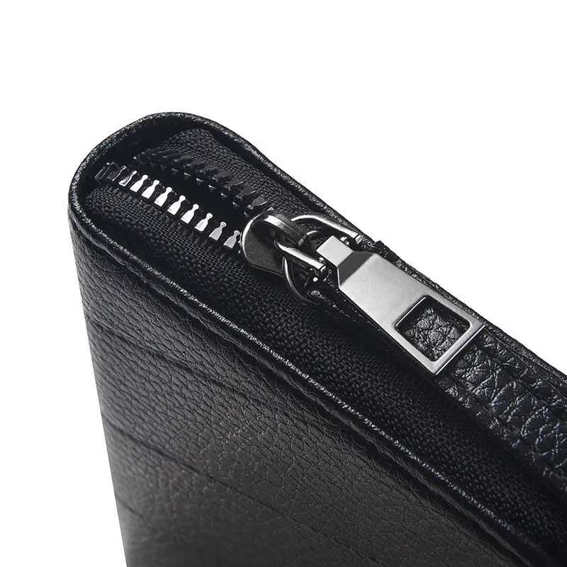 New Mens Long Wallet Leather Clutch Business ID Card Holder Zipper Purse Multi Slot Card Organizer Phone Pouch H2511071