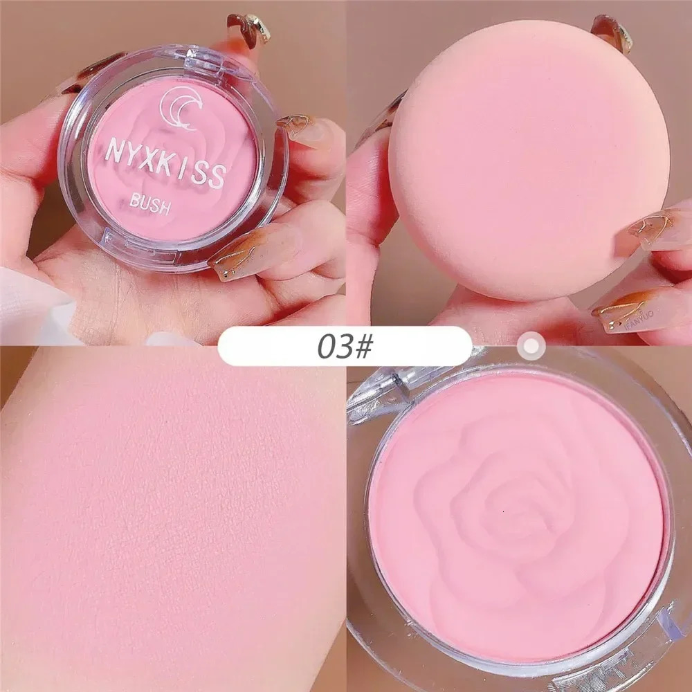 Monochrome matte embossed petal powder blusher palette peach face cream pink orange cheek contour makeup red female beauty cosmetics 250325