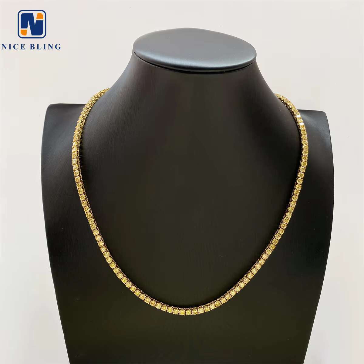 Bling HipHop Jewelry Yellow Tennis Chain Iced Out VVS Moissanite Diamond 4mm Colorful Tennis Fashion Jewelry Necklaces