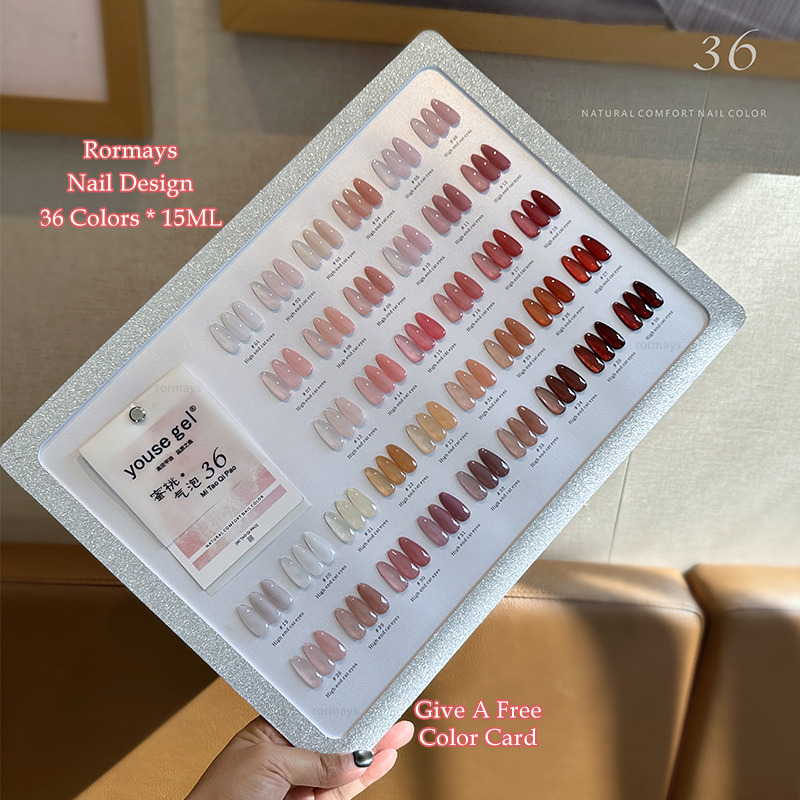 Rormays ice transparent nude gel polishing 36PCS mixed varnish jade grease semi permanent pink ultraviolet LED salon base paint finish nail factory wh