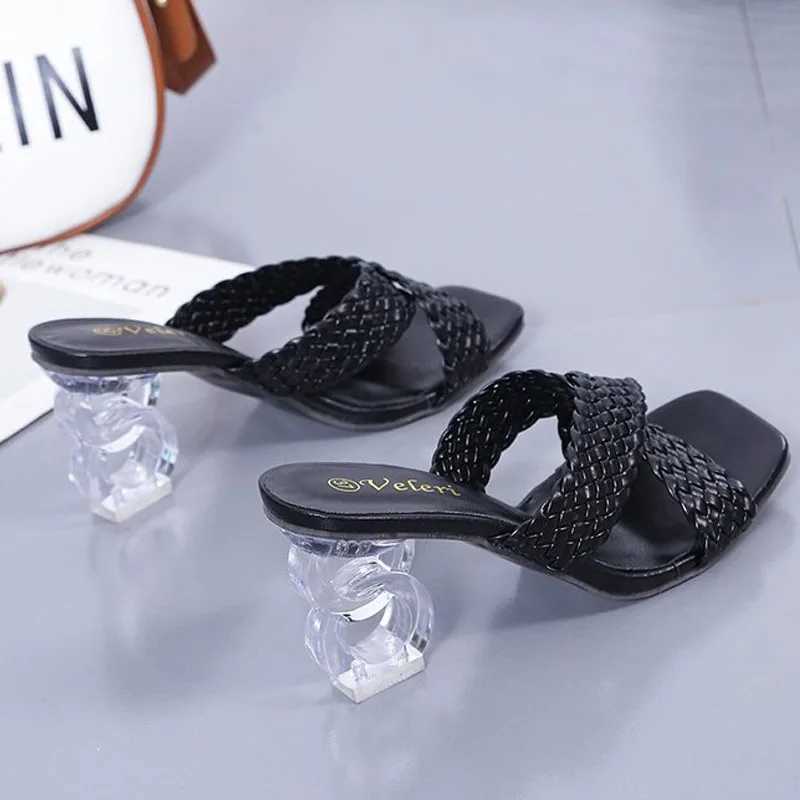 Summer womens sandals cross womens slippers sexy crystal high heels pump open toe sandals de Mujer Plus size 42 43 WSH4403XJ250407