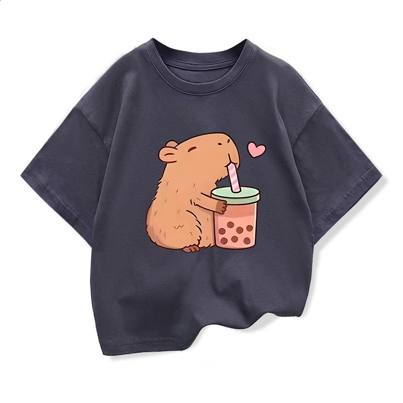 Capibara Kids Clothing Tees Summer Printed Cartoon Fashion Short Sleeve Boys T-shirt n Childrens O-neck T Shirts 250408