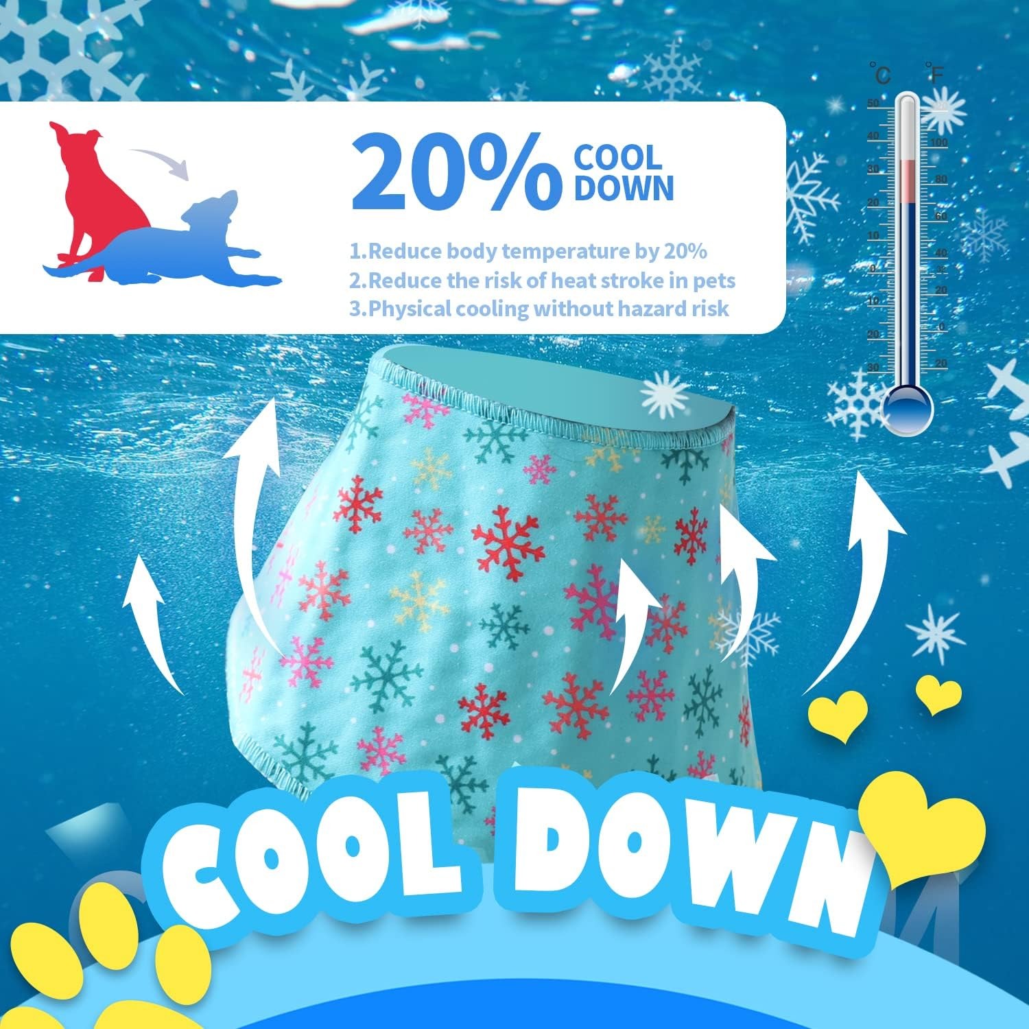 Dog Instant Cooling Bandana - Breathable Pet Chill Out Scarf Ice Towel, Soft Pet Neck Wrap Cooler for Dogs Cats in Summer (Medium)