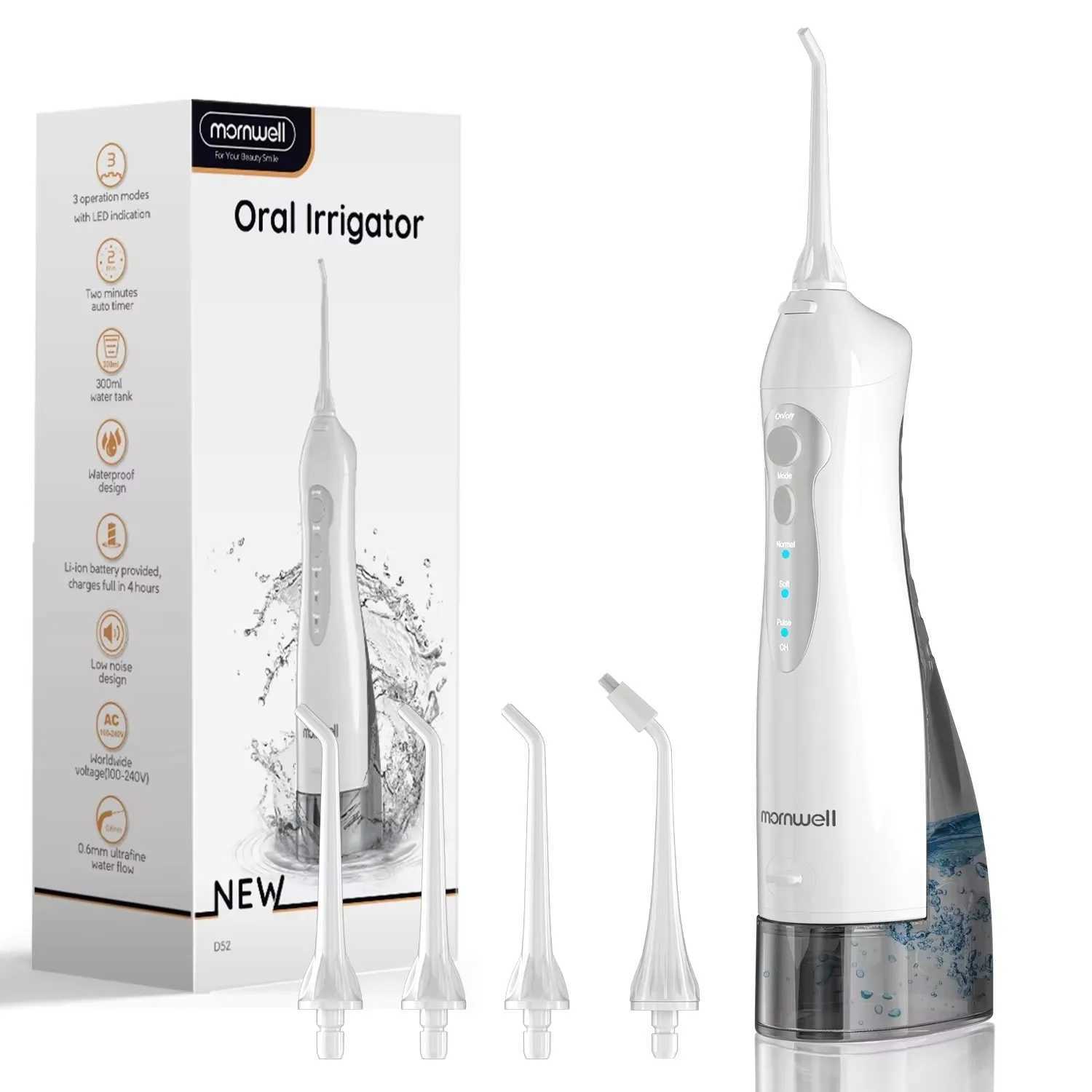 Water braces for teeth cleaning 4-pin 3-mode portable cordless D52 water braces IPX7 waterproof oral braces M250408