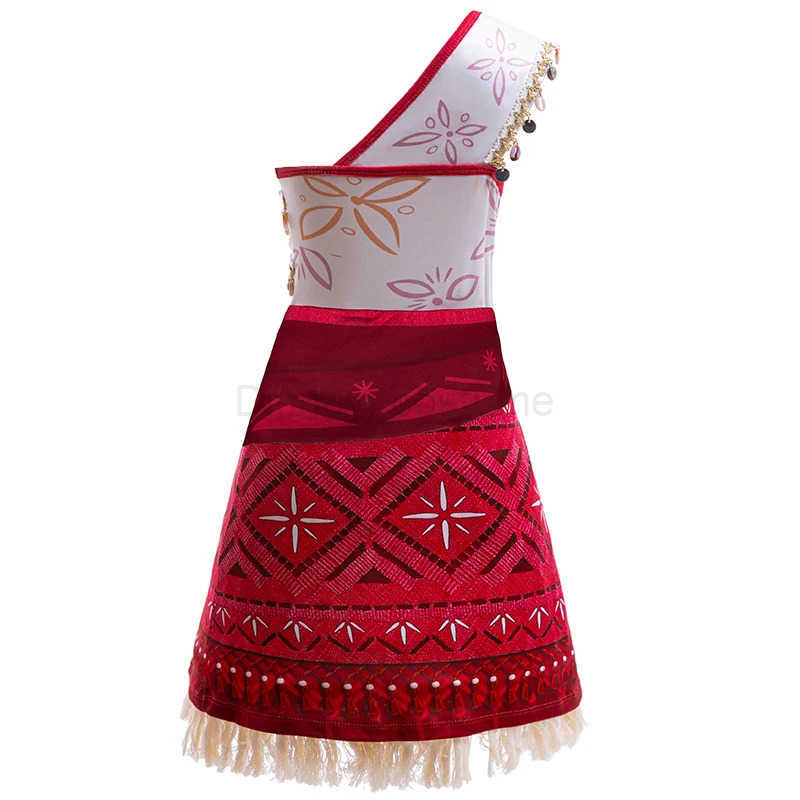 Disney Moana 2 Princess Dress Girl Role Play Vaiana Single Shoulder Costume Halloween Vestido Childrens Birthday Ball Costume X250408