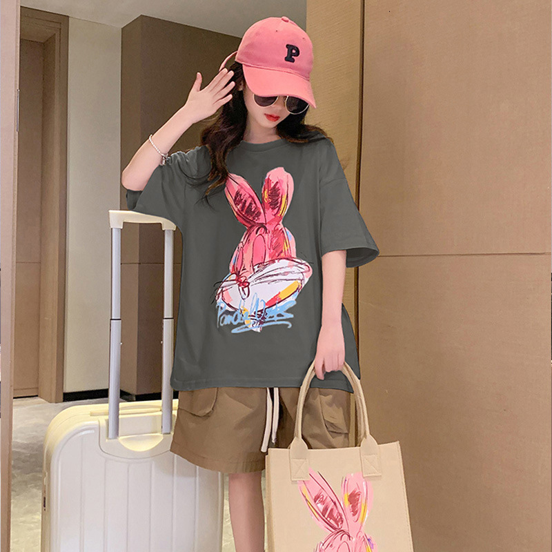 Ddmyshoesvip Girls Short Sleeved Pure Cotton Printed Round Neck Summer Loose New Style Western Style Children S T Shirt Women S Top