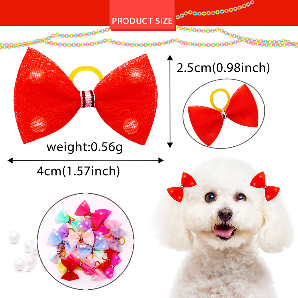 20pcs Lace Pet Dog Hair Bows for Small Dogs Flower Dog Bow Dogs Girls Rubber Band Bows Pet Hair Grooming Accessories Supplier