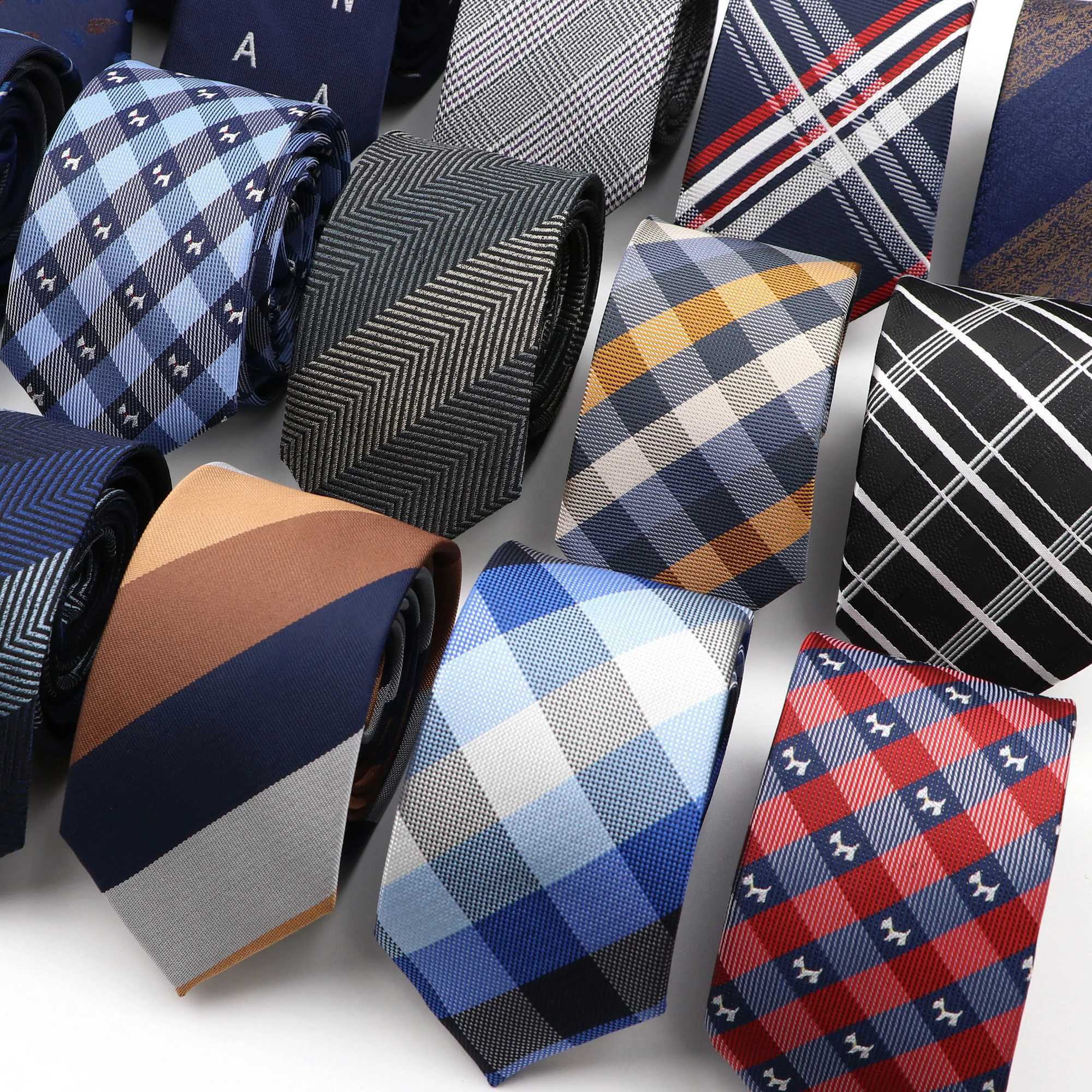 Fashion 6cm Narrow Polter Necktie For Men Business Meeting Formal Jacquard Striped Plaid Skinny Tie Daily Wear Cravat Gift X250407