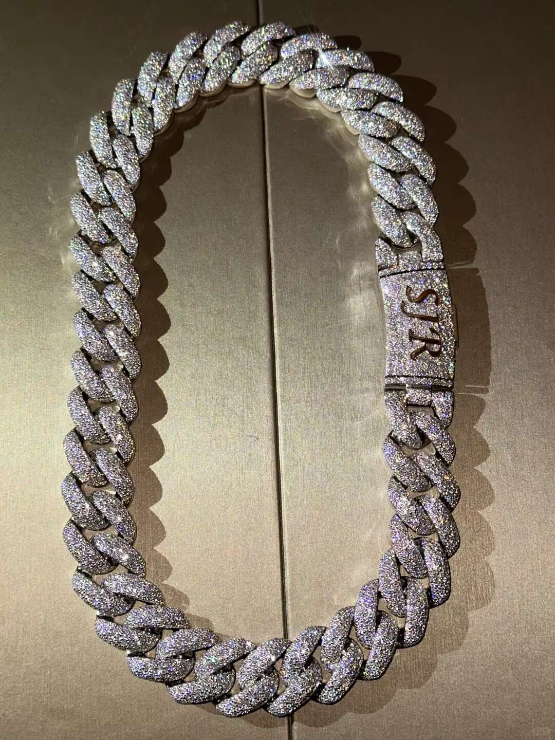 Customized 10/12/14/18/20mm Width 925 Silver Moissanite Diamond Cuban Link Chain Fashion Bracelet Necklace