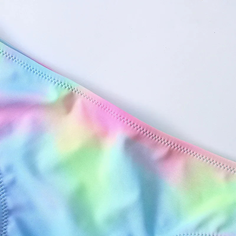 Tie dye girl swimsuit children 716 years old twopiece childrens ruffled front bikini set youth 250408