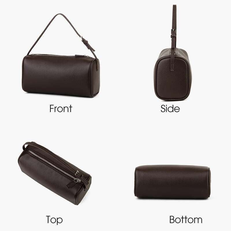 Donna-In Full Grained Calfskin Mini Handbag For Women Real Leather With Shoulder Strap Barrel-Shaped Crossbody Purses