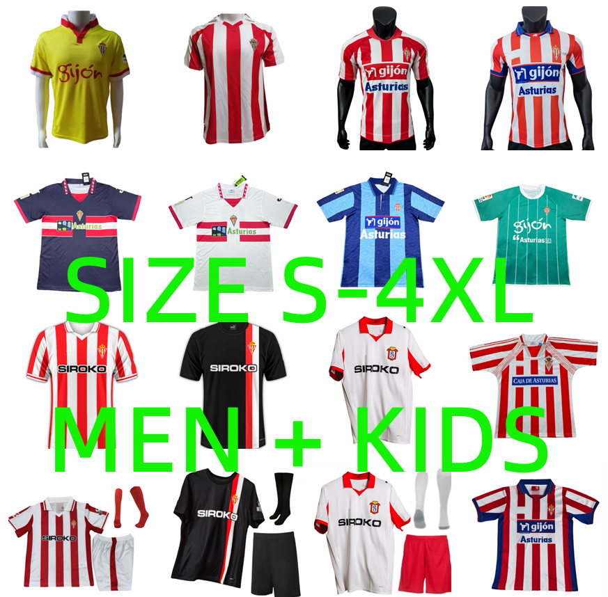25 26 Sporting de Gijon Soccer Jerseys 94 95 96 97 01 02 08 09 Retro 2025 2026 David Villa Gelabert COTE CAICEDO DUBASIN ROSAS CAMPOS JUAN VILLAR Football Shirts men kids