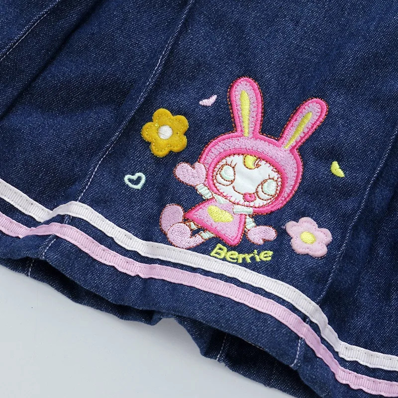 Kids Kawaii Skirts Cute Bunny Pleated Skirt Girl Loli Denim Short Skirt Girls Casual Dress Princess Dresses Girl Jeans Shorts 250408