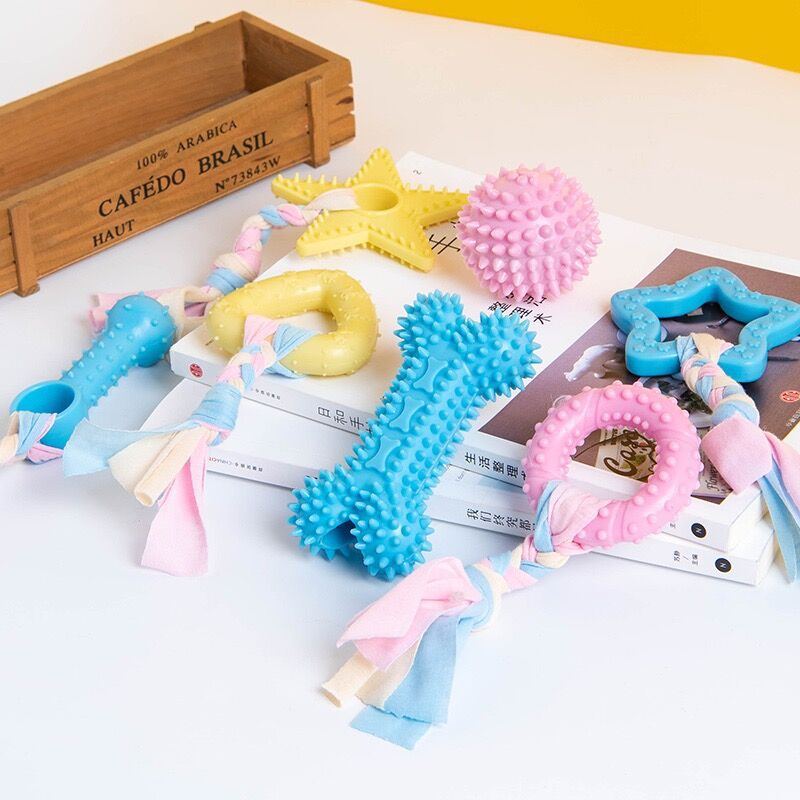 Pet Dog Chewable Macaron TPR Molar Stick - Small Dog Dental Health Toy
