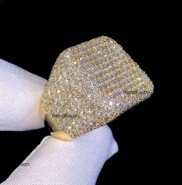 Hip Hop Rapper Men Iced Out Initial Letter Sier Moissanite Personalized Name Pinky Ring