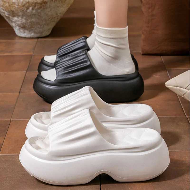 Short and chubby platform wedge-shaped slider womens 2025 summer indoor and outdoor thick soled sandals womens slider light N slider beach shoesXJ2504