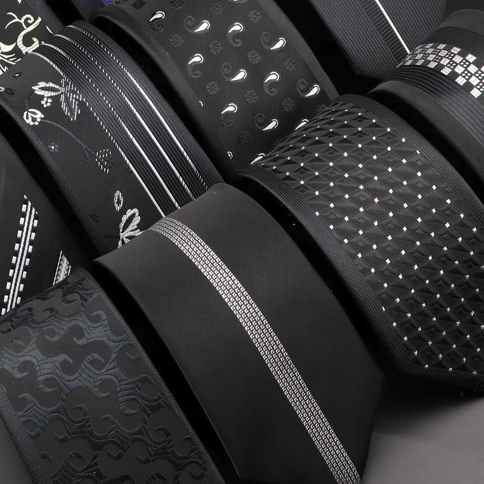 New Skinny 6cm Ties For Men Wedding Dress Necktie Black Floral Paisley Patchwork Tie Business Slim Shirt Accessory Gift Cravate X250407