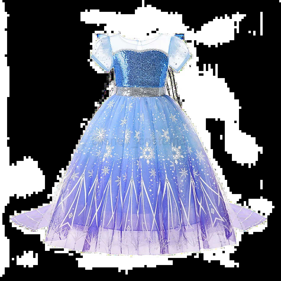 Disney 2-10Y Childrens Prim Role Play Elsa Anna Dress 2025 Winter Long Mesh Princess Dress Christma Carnival Dress Ball Dress X250408
