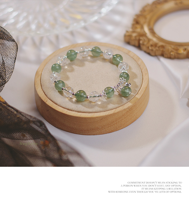 Natural green strawberry crystal crystal bracelet women sterling silver ins niche design simple