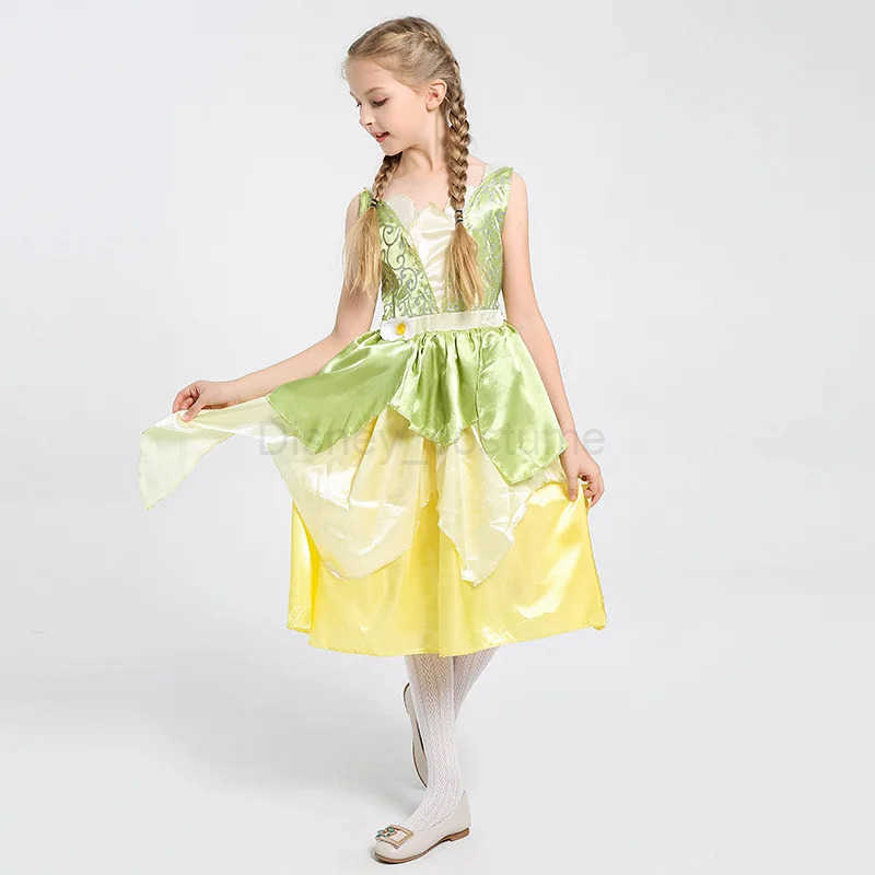 Disney Tiana costume girl dress up princess girl role-playing party costume childrens sleeveless carnival princess Halloween X250408
